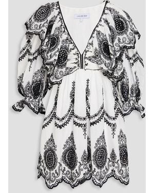 Lug Von Siga Pamela Broderie Anglaise Cotton-Blend Mini Dress - Grey