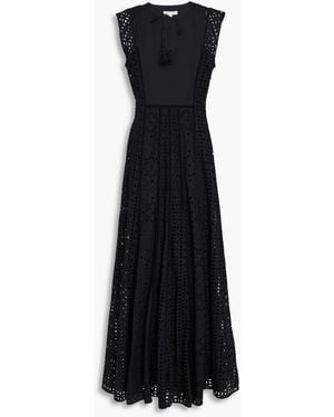 Veronica Beard Alina Broderie Anglaise Cotton Maxi Dress - Black