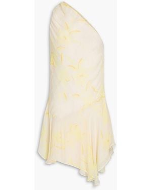 Bec & Bridge One-Shoulder Georgette Mini Dress - White