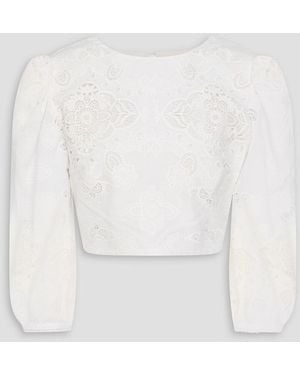 Borgo De Nor Alfie Cropped Broderie Anglaise Top - White
