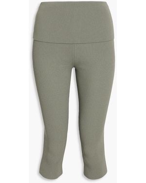 3.1 Phillip Lim Cropped Ribbed-Knit Leggings - Green