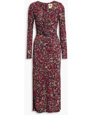 FARM Rio Cutout Floral-Print Jersey Midi Dress - Purple