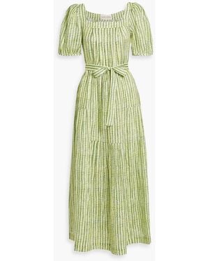 Saloni Yashi Printed Linen Midi Dress - Green