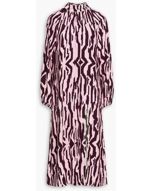 RHODE Page bedrucktes midikleid aus crêpe mit raffung - Rot