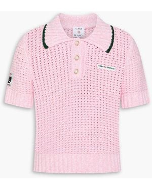 CASABLANCA Cotton-Blend Polo Shirt - Pink
