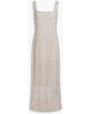 Costarellos Harper Sequined Tulle Gown - White