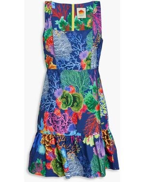 FARM Rio Printed Faille Mini Dress - Blue