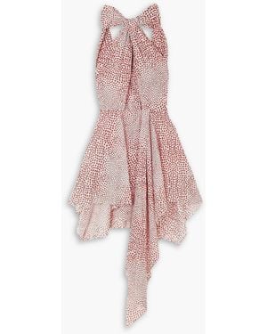 Stella McCartney Asymmetric Cutout Printed Cotton Halterneck Mini Dress - Pink