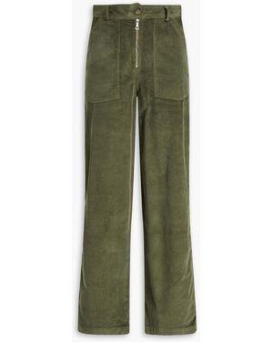 Officine Generale Philippa Cotton-Blend Corduroy Tapered Trousers - Green