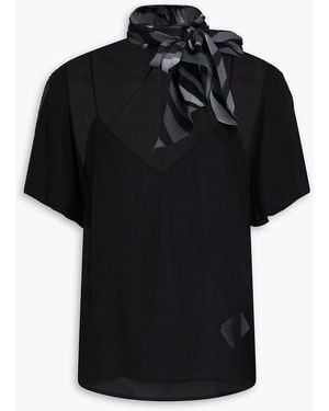 PUCCI Pleated Silk-georgette Top - Black