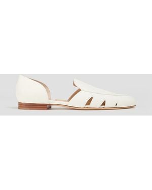 Gabriela Hearst Rory Cutout Pebbled-Leather Point-Toe Flats - White