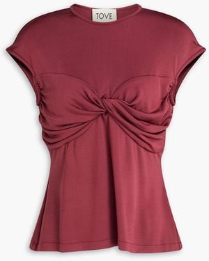 TOVE Twisted Satin-jersey Top - Red