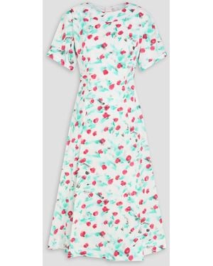 Marni Embroidered Printed Cotton-Poplin Midi Dress - Blue