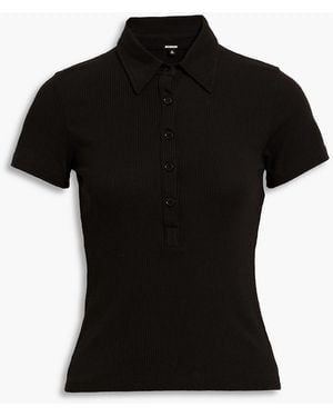 Monrow Ribbed Supima Cotton-Jersey Polo Shirt - Black
