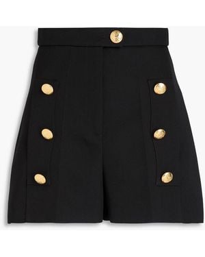 McQueen Button-embellished Wool-crepe Shorts - Black
