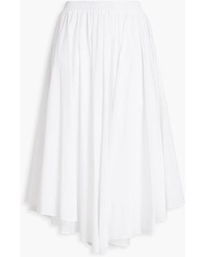 MICHAEL Michael Kors Gathered Cotton-blend Poplin Midi Skirt - White