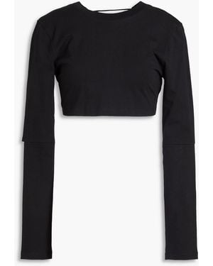 Jacquemus Piccola Cropped Cutout Cotton-jersey Top - Black