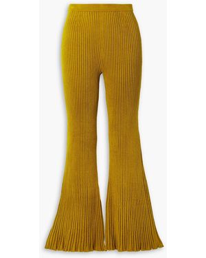 Proenza Schouler Ribbed Velvet Flared Trousers - Yellow