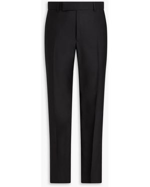 dunhill Wool And Silk-Blend Trousers - Black