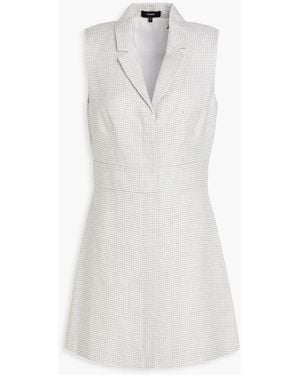 Theory Houndstooth Linen-blend Mini Dress - White