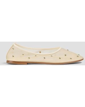 Dear Frances Balla Studded Mesh Ballet Flats - Natural