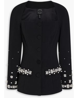 Huishan Zhang Crystal-embellished Crepe Jacket - Black