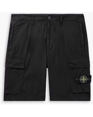 Stone Island Straight-Leg Logo-Appliquéd Cotton-Blend Canvas Cargo Shorts - Black