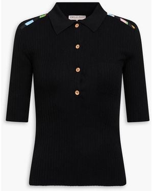 PUCCI Ribbed Cotton Polo Shirt - Black