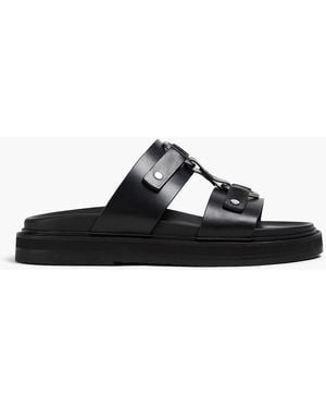 Celine Aqua Jacquard And Leather Sandals - Black