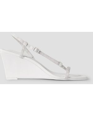 St. Agni Brassiere Leather And Faille Wedge Sandals - White