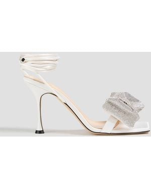 Mach & Mach Nicole Crystal-embellished Satin Sandals - White