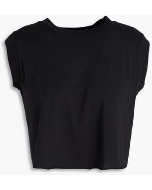ÉTERNE Cropped Cotton And Modal-Blend Jersey Top - Black