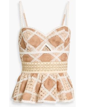 PATBO Bossa Crochet Peplum Top - Natural