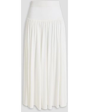 Loulou de Saison Romy Gathered Stretch-knit Midi Skirt - White