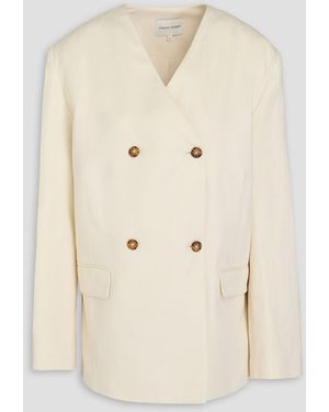 Loulou de Saison Icha Double-breasted Cotton And Linen-blend Twill Blazer - Natural