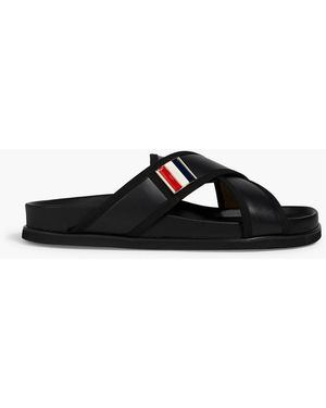 Thom Browne Grosgrain-Trimmed Leather Sandals - Black