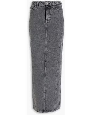 ROTATE BIRGER CHRISTENSEN Crystal-embellished Denim Maxi Skirt - Grey
