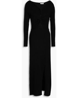 Sandro Cutout Ribbed Wool-blend Midi Dress - Black