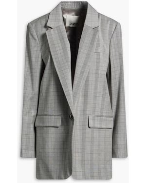 Isabel Marant Kenzy Checked Wool-Crepe Blazer - Grey