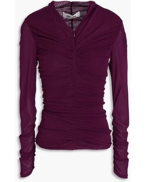 Diane von Furstenberg Julie Ruched Mesh Top - Purple