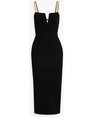 Galvan London Ophelia Chain-embellished Ribbed-knit Midi Dress - Black