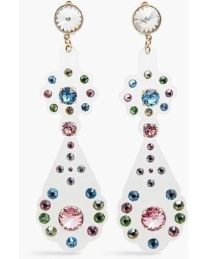 Red(V) Gold-tone, Pvc And Crystal Clip Earrings - White