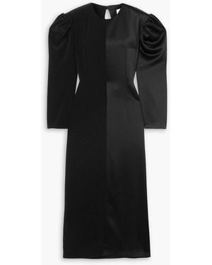 ROWEN ROSE Open-back Satin And Cady Midi Dress - Black