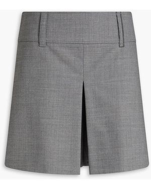 Brunello Cucinelli Bead-Embellished Layered Wool-Blend Crepe Shorts - Grey