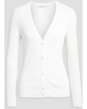 Another Tomorrow Ribbed-Knit Cardigan - White