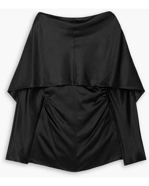 TOVE Katana Cape-effect Ruched Silk-blend Satin Top - Black