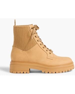 Gianvito Rossi Martis 20 Quilted Leather And Nubuck Combat Boots - Natural