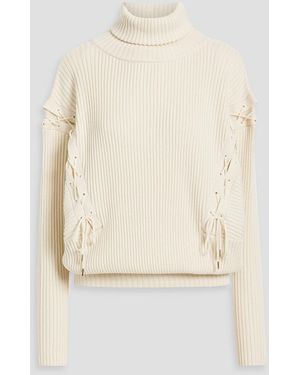 Palmer//Harding Possibility rollkragenpullover aus einer gerippten woll-baumwollmischung mit schnürung - Natur