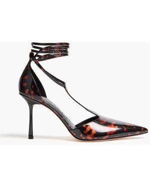 STUDIO AMELIA Gisele 90 Tortoiseshell-Print Patent-Leather Court Shoes - White