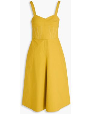 Victoria Beckham Flared Cotton-blend Midi Dress - Yellow